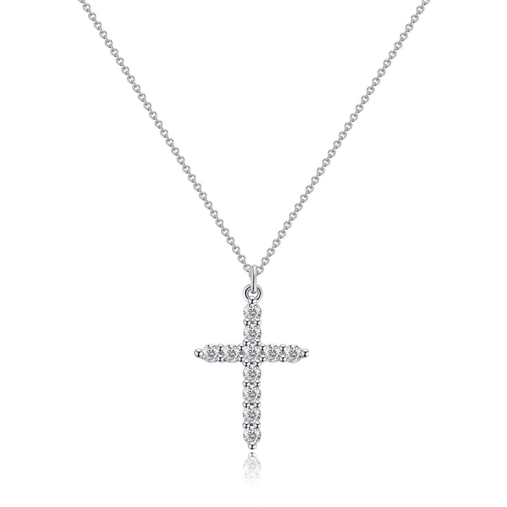 Christianartworkshop Minimalist Zircon Cross Necklace in Gold and Silver Tones: A Reminder of Subtle Divine Grace - Silver - image 0