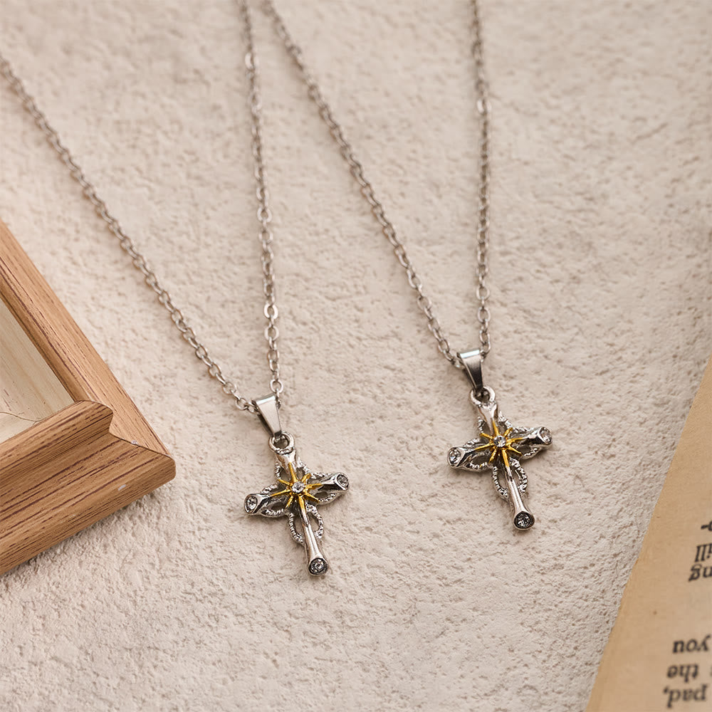 Christianartworkshop Dainty Cross Necklace with Starburst Center and Thin Chain: A Daily Symbol of Hope and Direction - image 1