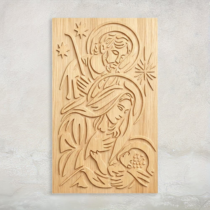 Christianartworkshop Minimalist Nativity Scene Wood Plaque: A Reminder of Heavenly Grace and Peace - 12''*19.69''*0.2''/30.5*50*0.5cm - image 0