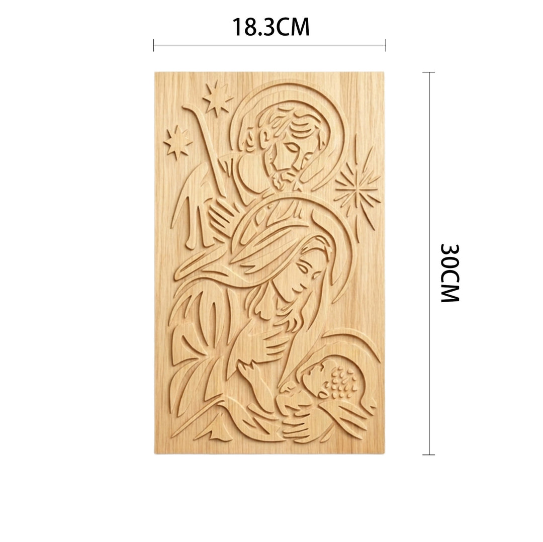Christianartworkshop Minimalist Nativity Scene Wood Plaque: A Reminder of Heavenly Grace and Peace - 7.2''*11.81''*0.2''/18.3*30*0.5cm - image 4
