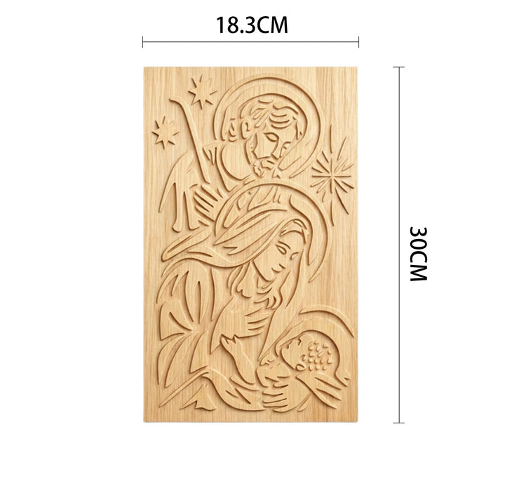 Christianartworkshop Minimalist Nativity Scene Wood Plaque: A Reminder of Heavenly Grace and Peace - 7.2''*11.81''*0.2''/18.3*30*0.5cm - image 4