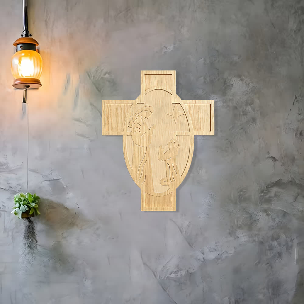 Christianartworkshop Nativity Scene Wooden Cross Wall Decor: A Reminder of God's Love - image 2