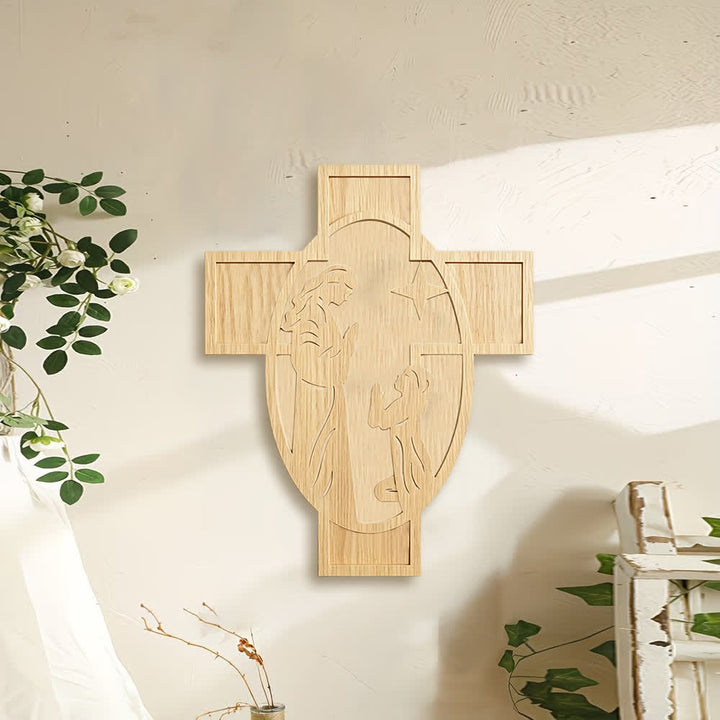 Christianartworkshop Nativity Scene Wooden Cross Wall Decor: A Reminder of God's Love - image 1