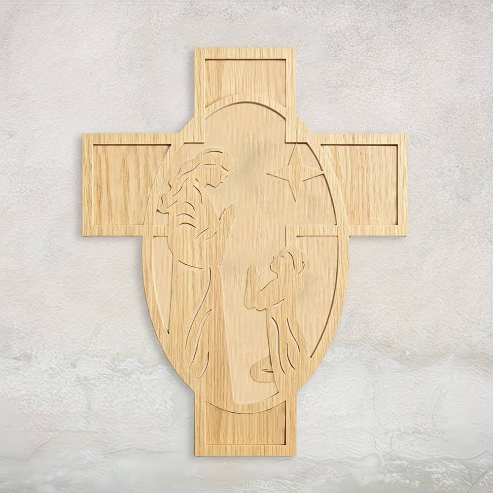 Christianartworkshop Nativity Scene Wooden Cross Wall Decor: A Reminder of God's Love - 15.75″19.69″0.20″ / 40*50*0.5cm - image 0