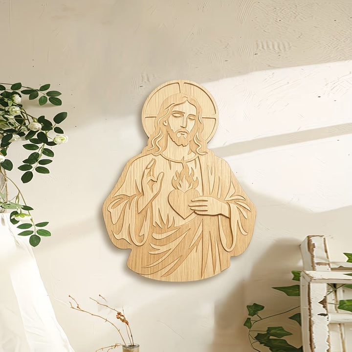 Christianartworkshop Sacred Heart of Jesus Carved Wooden Wall Decor: A Symbol of Divine Love - image 2