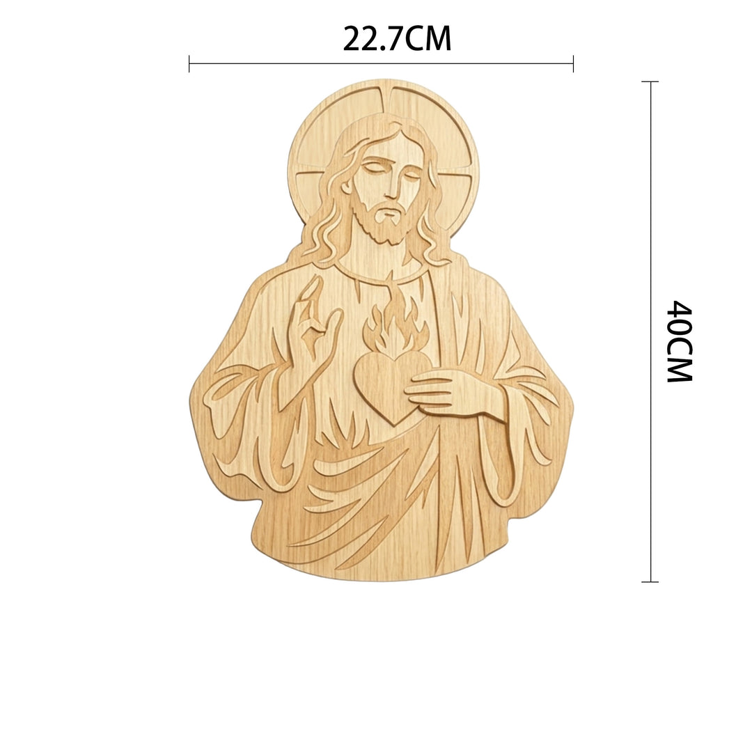 Christianartworkshop Sacred Heart of Jesus Carved Wooden Wall Decor: A Symbol of Divine Love - 8.94''*15.75''*0.2'/22.7*40*0.5cm - image 4