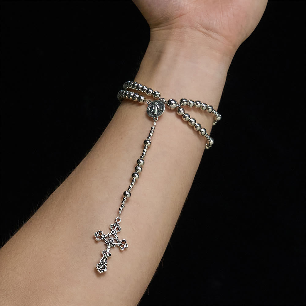 Christianartworkshop Sacred Silver Tone Magnetic Rosary Bracelet: 2-in-1 Prayer & Bracelet - image 1