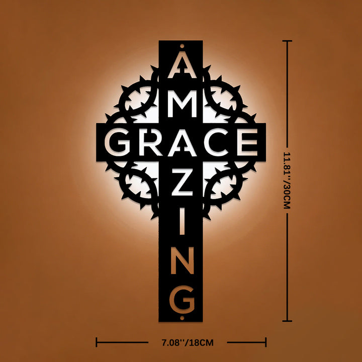 Christianartworkshop Amazing Grace Crown of Thorns Cross Metal Wall Decor: A Testament of Redemptive Love - 11.81''*7.09''*0.04"/30*18*0.1cm - image 5