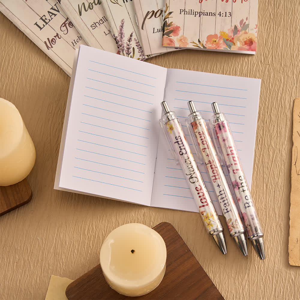 Christianartworkshop Floral Cross Motivational Pens & Bible Verse Notebooks Gift Set - image 10