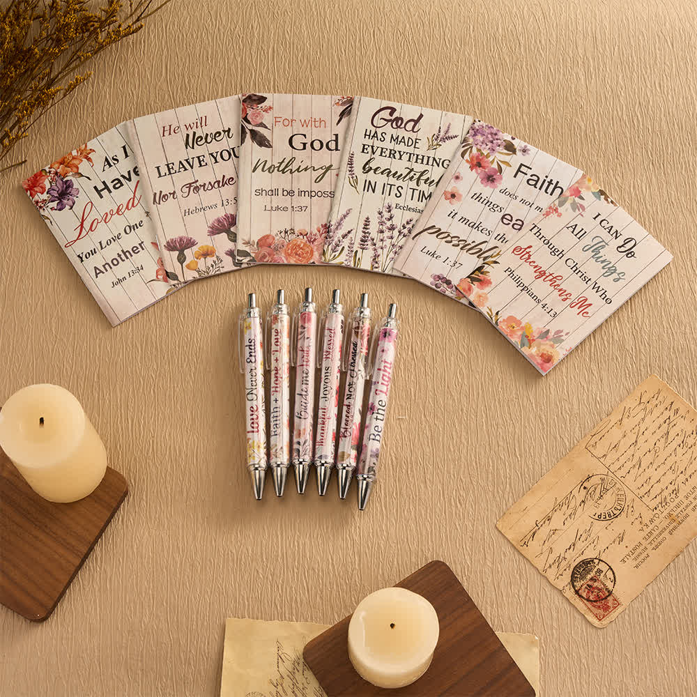 Christianartworkshop Floral Cross Motivational Pens & Bible Verse Notebooks Gift Set - image 7