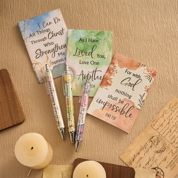Christianartworkshop Floral Cross Motivational Pens & Bible Verse Notebooks Gift Set - image 14
