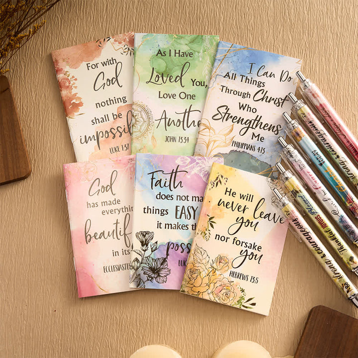 Christianartworkshop Floral Cross Motivational Pens & Bible Verse Notebooks Gift Set - C - image 12