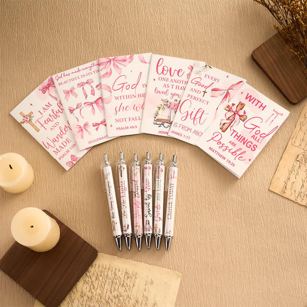 Christianartworkshop Floral Cross Motivational Pens & Bible Verse Notebooks Gift Set - image 34