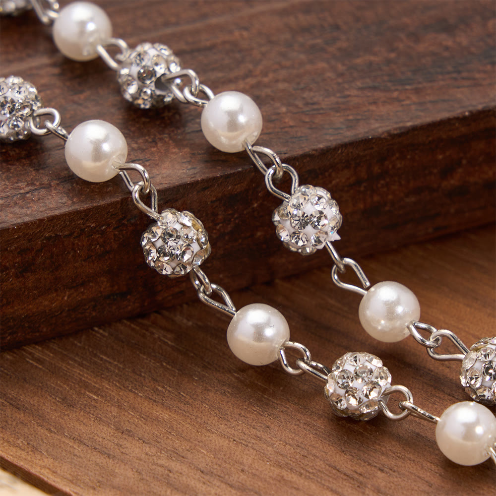 Christianartworkshop Alternating Pearl & Pave Crystal Bead Rosary-Style Cross Necklace: A Symbol of Sacred Devotion - image 6