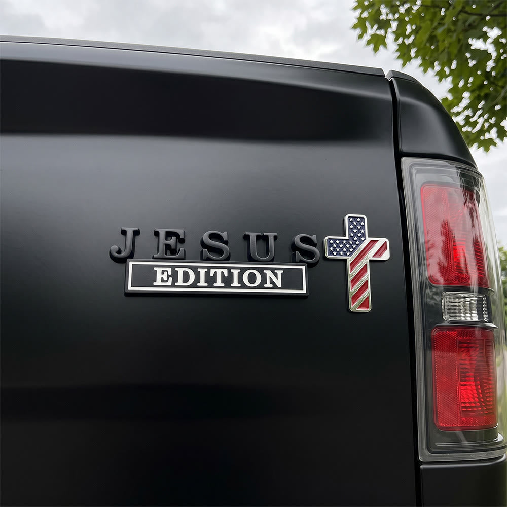 Christianartworkshop 3D Metal Jesus Edition Letter Car Emblem with US Flag Pattern Cross: A Symbol of Faith & National Honor - image 5