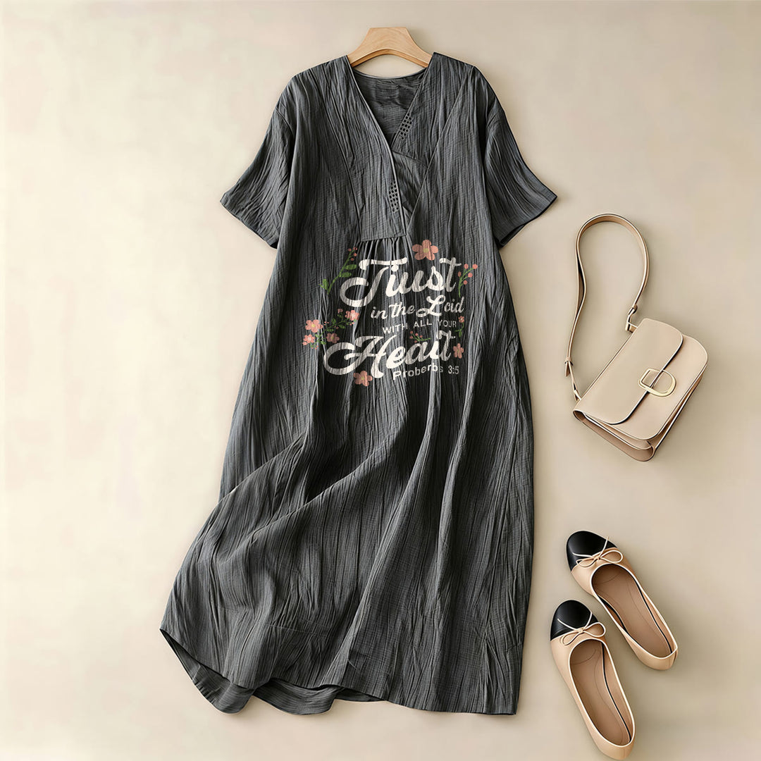 Christianartworkshop Trust In The Lord With All Your Heart Proverbs 3:5 Floral V-Neck Midi Dress - image 11