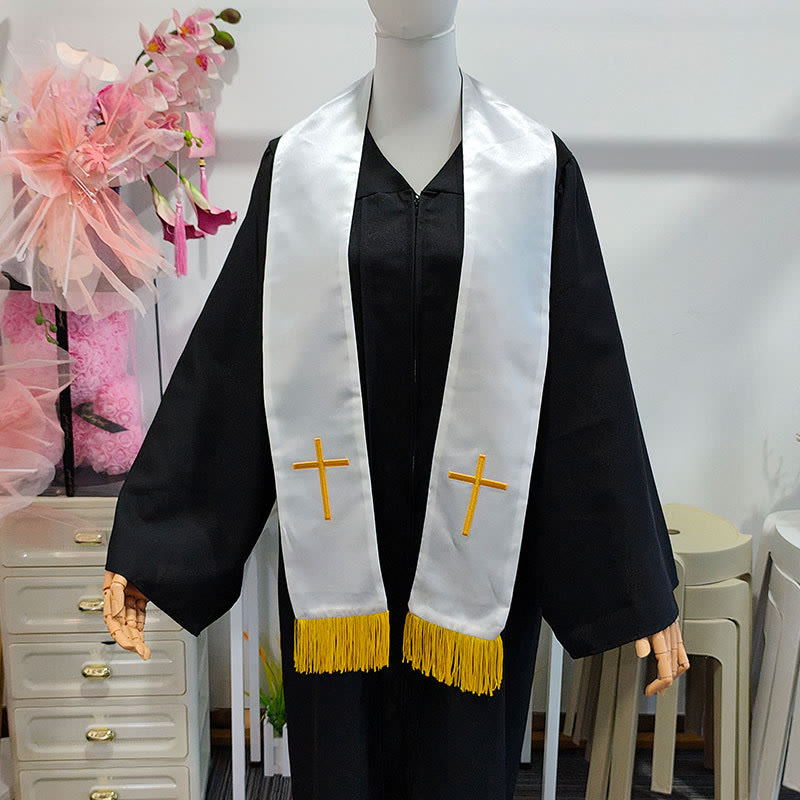 Christianartworkshop Traditional Multi-Color Clergy Stole with V-Neck & Straight Neck - image 1