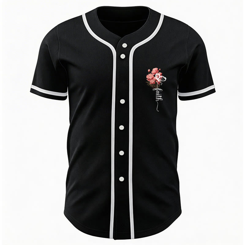 Christianartworkshop "Perhaps You Were Created For Such A Time As This" Esther 4:14 Peony Faith Print Button-Up Baseball Jersey - image 10