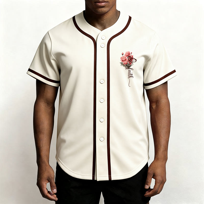 Christianartworkshop "Perhaps You Were Created For Such A Time As This" Esther 4:14 Peony Faith Print Button-Up Baseball Jersey - image 15