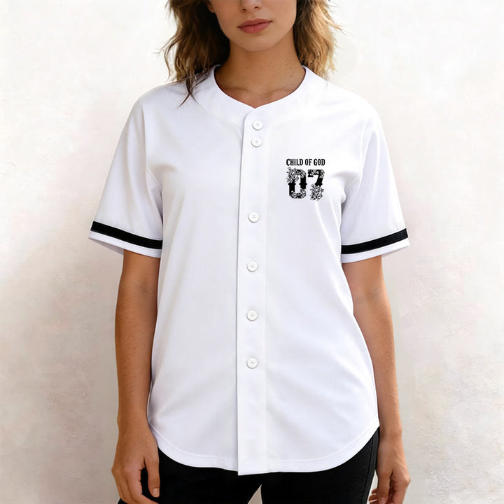 Christianartworkshop "Child Of God" Floral Filled Number 07 Button-Up Baseball Jersey - image 9