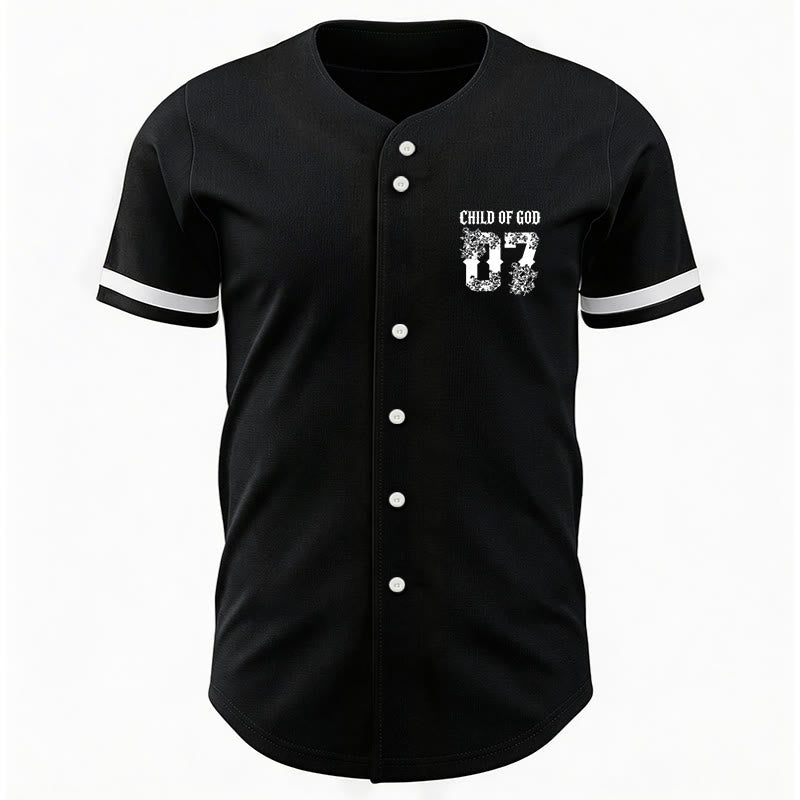 Christianartworkshop "Child Of God" Floral Filled Number 07 Button-Up Baseball Jersey - image 3