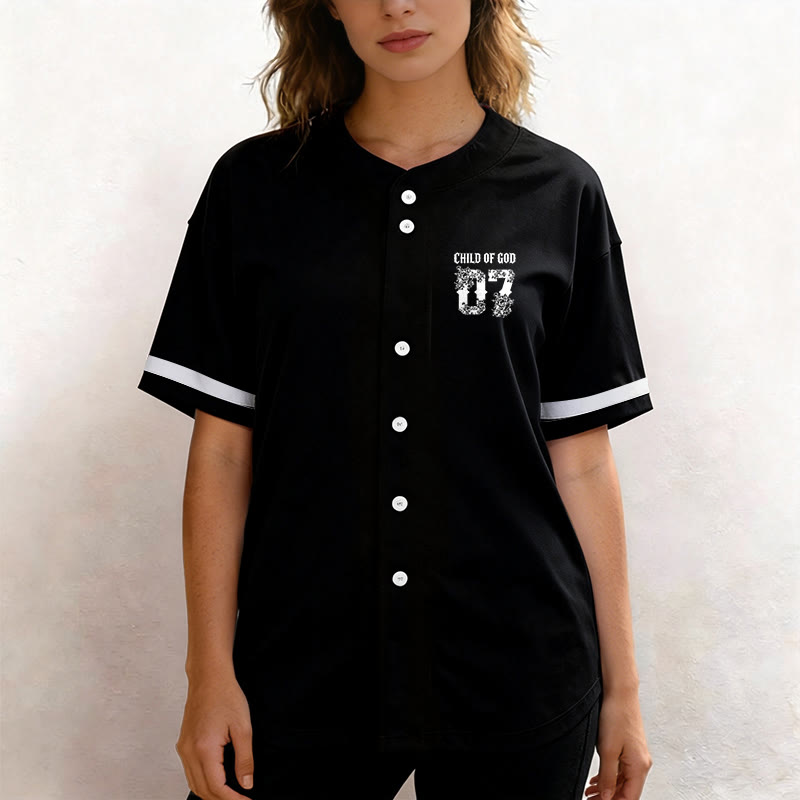 Christianartworkshop "Child Of God" Floral Filled Number 07 Button-Up Baseball Jersey - image 2