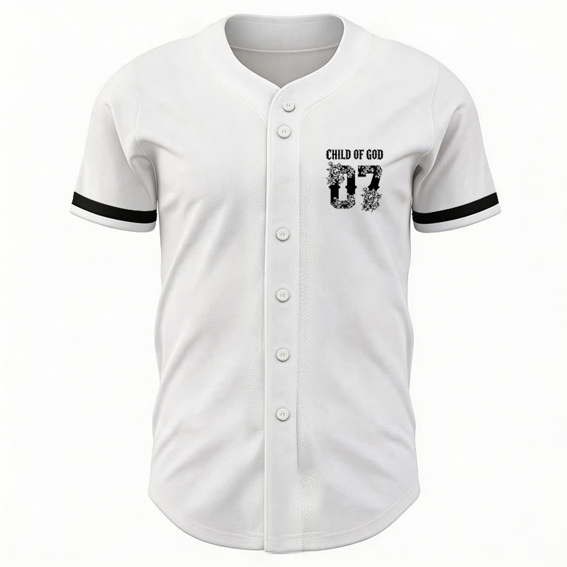 Christianartworkshop "Child Of God" Floral Filled Number 07 Button-Up Baseball Jersey - image 10
