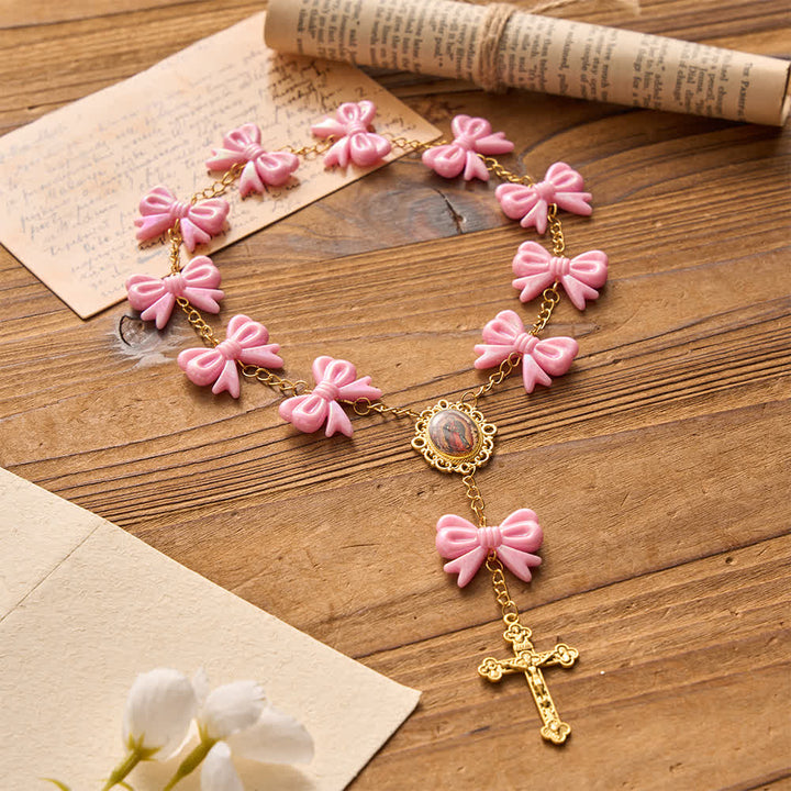 Christianartworkshop Our Lady of Guadalupe Pink Bow Rosary: Carry Her Gentle Blessings - image 6