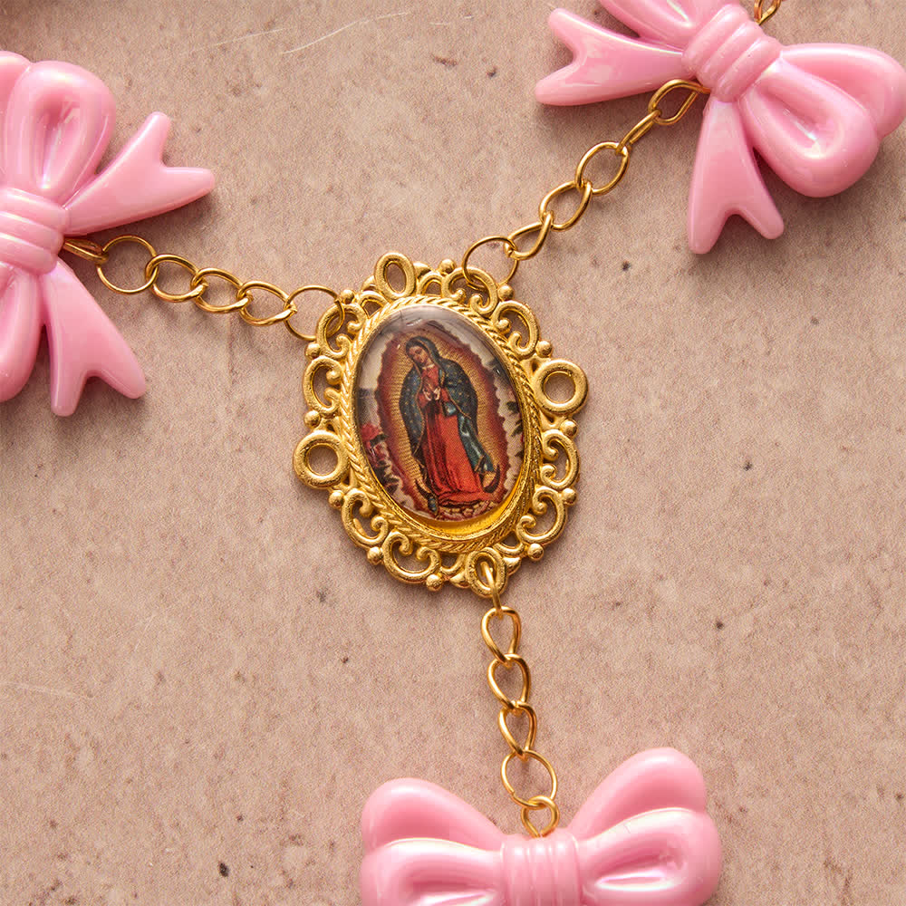 Christianartworkshop Our Lady of Guadalupe Pink Bow Rosary: Carry Her Gentle Blessings - image 7