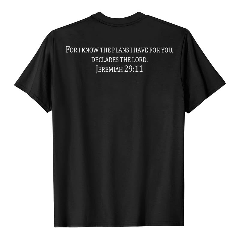 Christianartworkshop For I Know The Plans I Have For You Jeremiah 29:11 Front Chest Cross Back Scripture Premium Short Sleeve T-Shirt - image 5