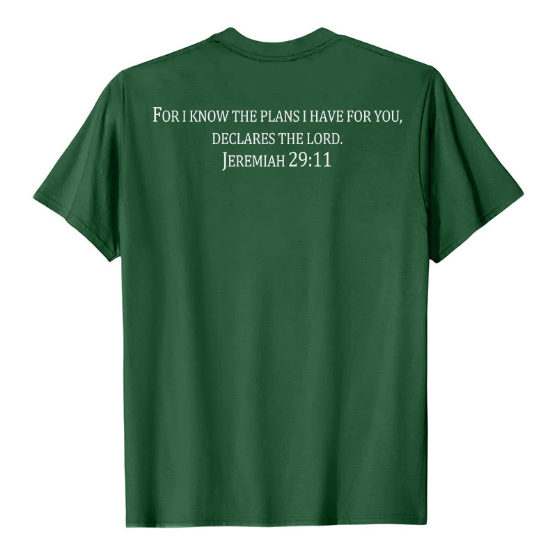 Christianartworkshop For I Know The Plans I Have For You Jeremiah 29:11 Front Chest Cross Back Scripture Premium Short Sleeve T-Shirt - image 20