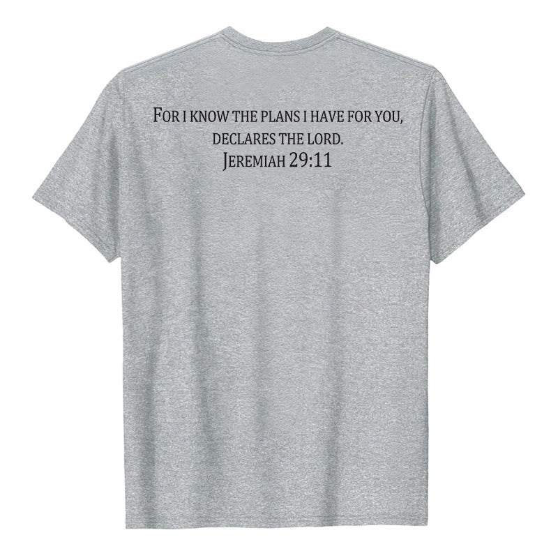 Christianartworkshop For I Know The Plans I Have For You Jeremiah 29:11 Front Chest Cross Back Scripture Premium Short Sleeve T-Shirt - image 8