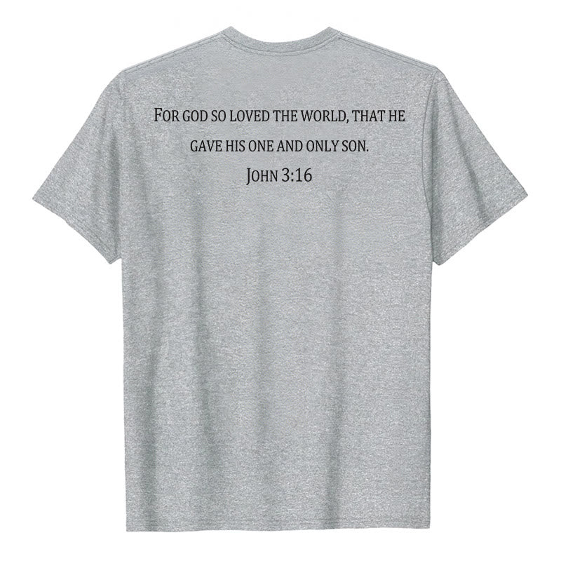 Christianartworkshop John 3:16 For God So Loved The World Front Chest Cross Back Scripture Premium Short Sleeve T-Shirt - image 5