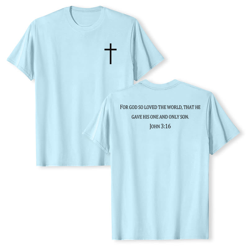 Christianartworkshop John 3:16 For God So Loved The World Front Chest Cross Back Scripture Premium Short Sleeve T-Shirt - Blue - 2XL - image 21