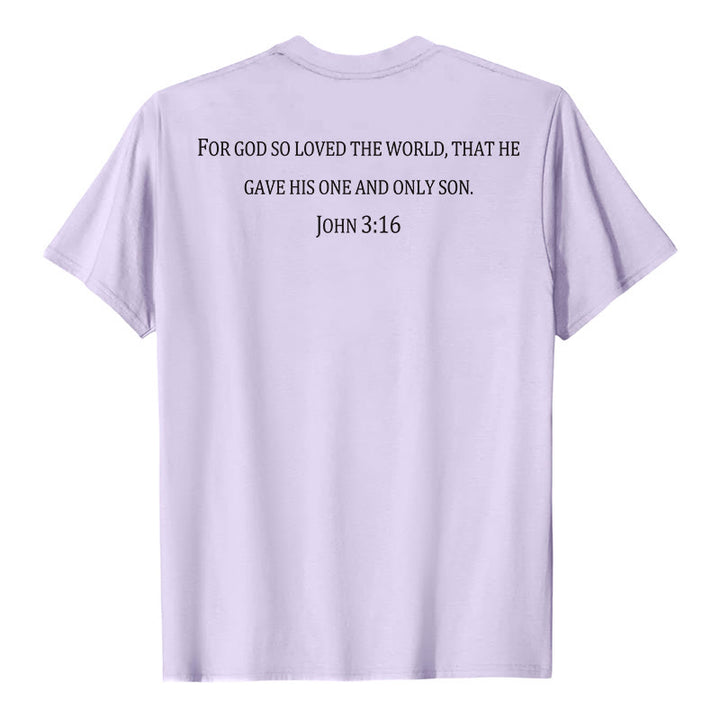 Christianartworkshop John 3:16 For God So Loved The World Front Chest Cross Back Scripture Premium Short Sleeve T-Shirt - image 14
