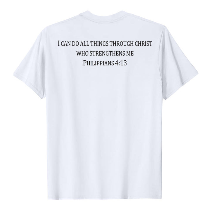 Christianartworkshop Classic Strength Promise Scripture Front & Back Printed Christian Premium Short Sleeve T-Shirt - image 8