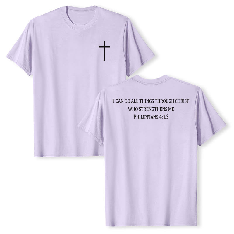 Christianartworkshop Classic Strength Promise Scripture Front & Back Printed Christian Premium Short Sleeve T-Shirt - Purple - 2XL - image 12