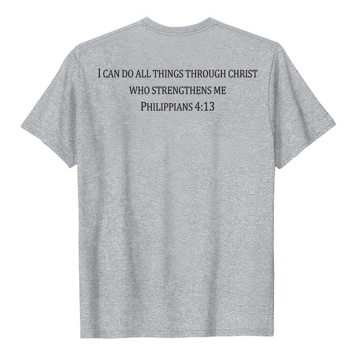 Christianartworkshop Classic Strength Promise Scripture Front & Back Printed Christian Premium Short Sleeve T-Shirt - image 4