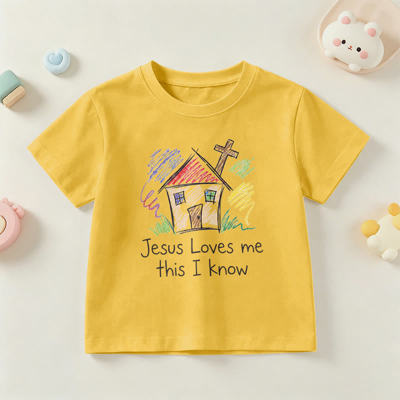 Christianartworkshop Jesus Loves Me This I Know Chapel Cross Kids Short Sleeve T-Shirt - Yellow - US/UK/AU 14, EU170 - image 27