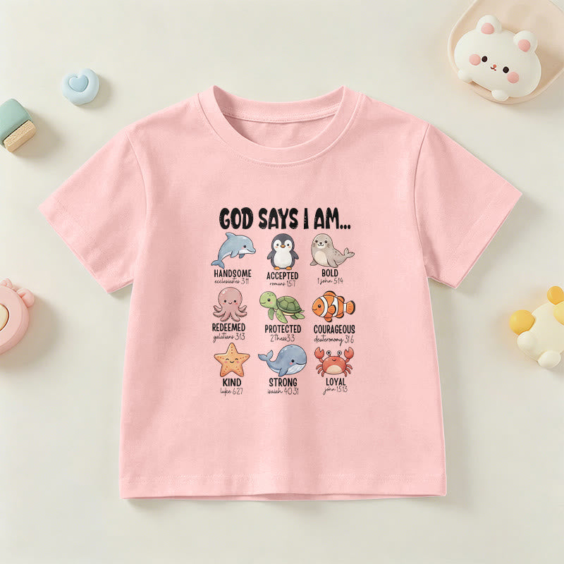 Christianartworkshop Relax Fit Whale Penguin Crab Print Faith Slogan Kids Short Sleeve T-Shirt - Pink - US/UK/AU 14, EU170 - image 15