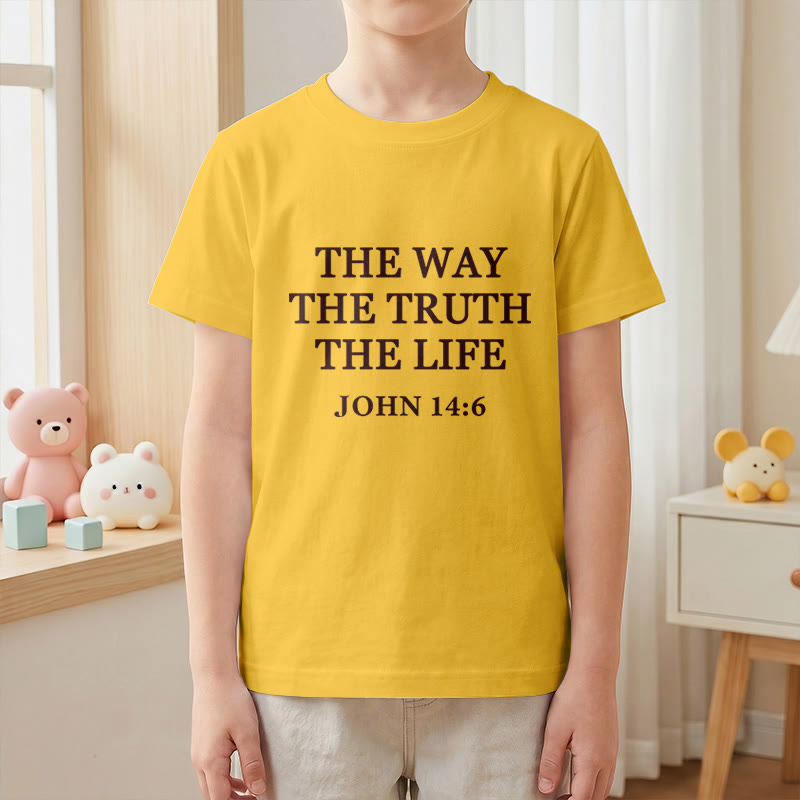 Christianartworkshop The Way The Truth The Life John 14:6 Classic Serif Text Kids Short Sleeve T-Shirt - image 7