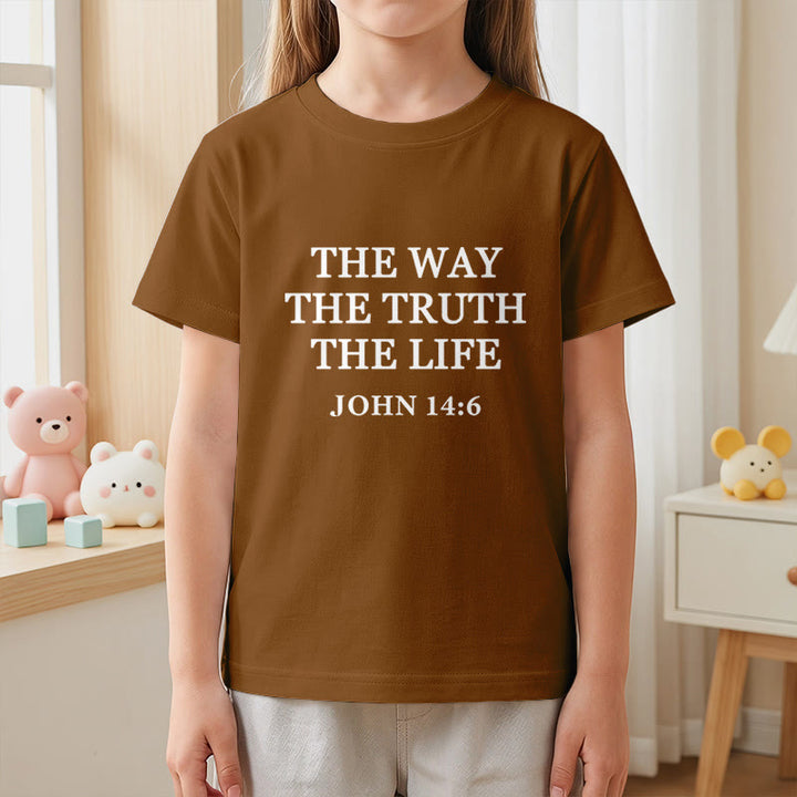 Christianartworkshop The Way The Truth The Life John 14:6 Classic Serif Text Kids Short Sleeve T-Shirt - image 5