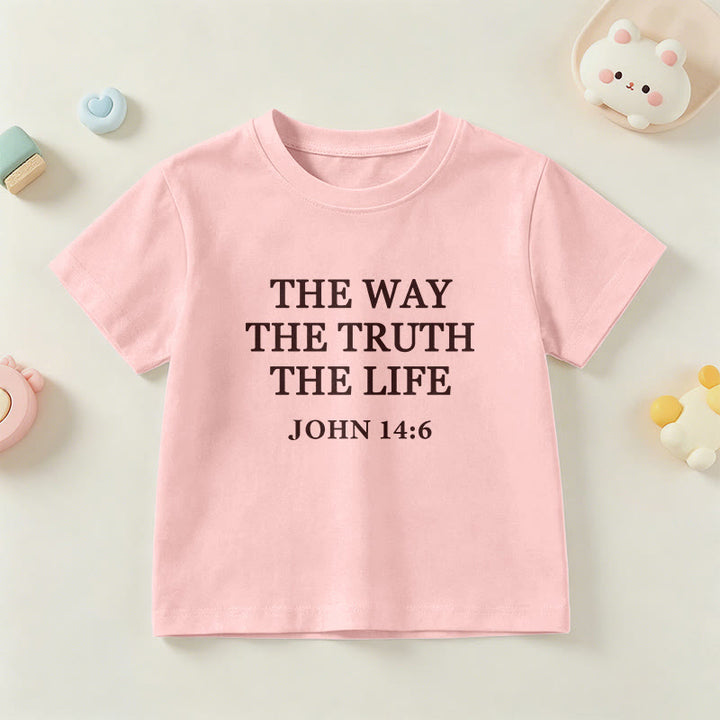 Christianartworkshop The Way The Truth The Life John 14:6 Classic Serif Text Kids Short Sleeve T-Shirt - Pink - US/UK/AU 14, EU170 - image 21