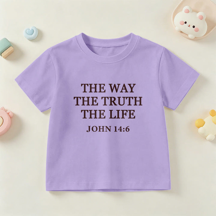 Christianartworkshop The Way The Truth The Life John 14:6 Classic Serif Text Kids Short Sleeve T-Shirt - Purple - US/UK/AU 14, EU170 - image 15