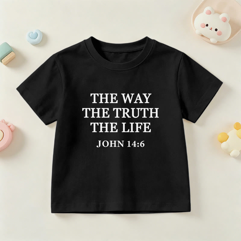 Christianartworkshop The Way The Truth The Life John 14:6 Classic Serif Text Kids Short Sleeve T-Shirt - Black - US/UK/AU 14, EU170 - image 9