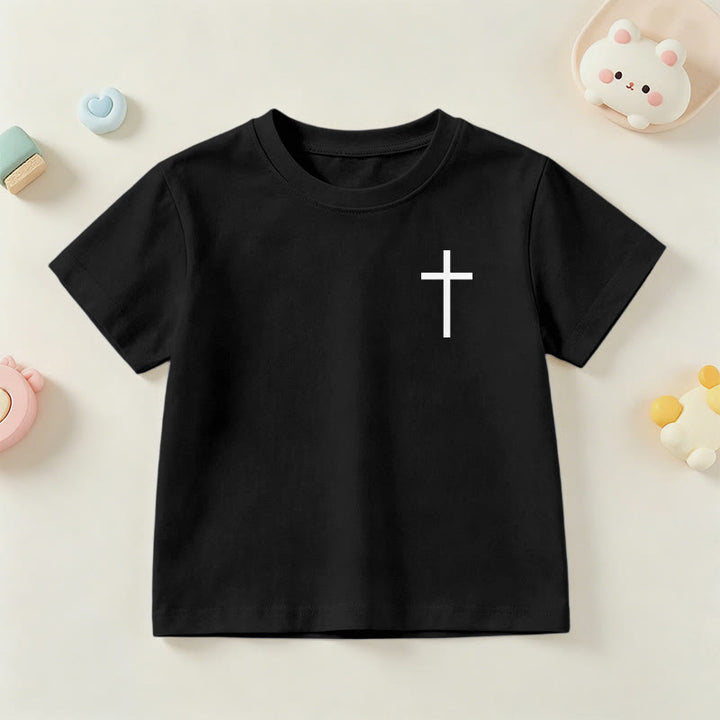 Christianartworkshop Philippians 4:13 Front Chest Cross Back Gothic Font Scripture Kids Short Sleeve T-Shirt - image 39