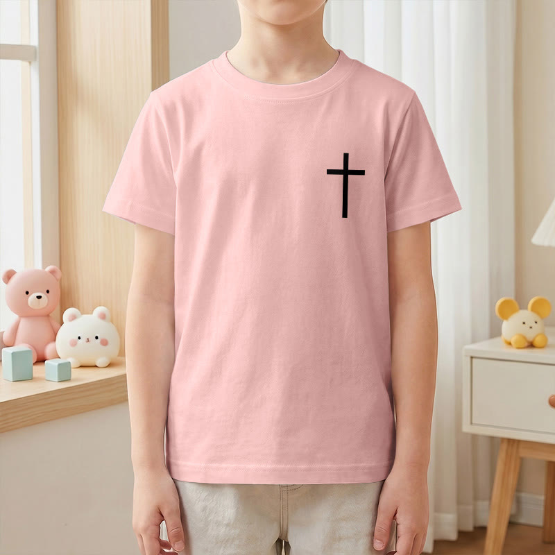Christianartworkshop Philippians 4:13 Front Chest Cross Back Gothic Font Scripture Kids Short Sleeve T-Shirt - image 67
