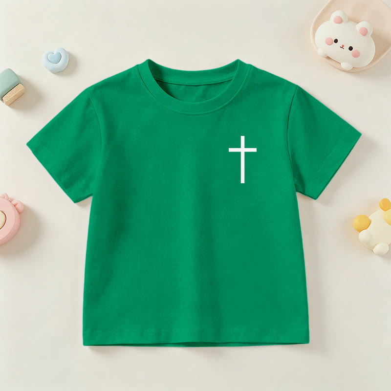 Christianartworkshop Philippians 4:13 Front Chest Cross Back Gothic Font Scripture Kids Short Sleeve T-Shirt - image 75