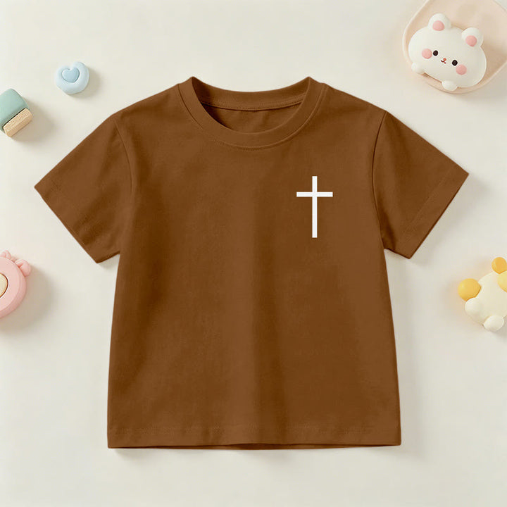 Christianartworkshop Philippians 4:13 Front Chest Cross Back Gothic Font Scripture Kids Short Sleeve T-Shirt - image 21