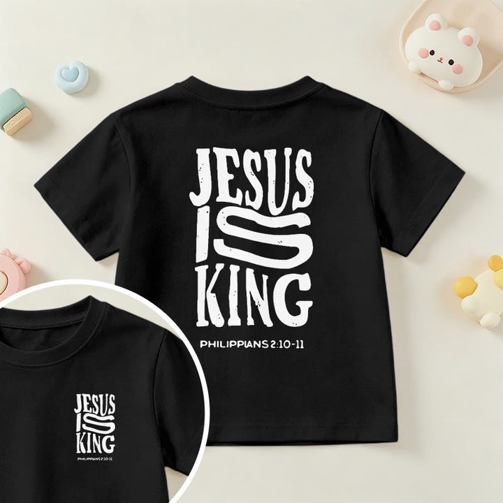 Christianartworkshop "Jesus Is King" Philippians 2:10-11 Distressed Bold Font Front Back Print Kids Short Sleeve T-Shirt - Black - US/UK/AU 14, EU170 - image 36